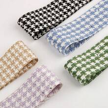 Fita xadrez bicolor com lantejoulas em padrão pied-de-poule, ideal para decoração de roupas, sapatos, chapéus, laços e acessórios de cabelo DIY. - Multicolorido - Ver 5