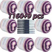 NIMBUSKNIT 9/17 Pieces/Box, 8 Pieces Of Colored Cotton Yarn + 9 Pieces Of Crochet Hooks, 60% Cotton, 30% Acrylic, 10% Wool, For DIY Knitting And Crochet Sweaters And Scarves, Gradient Cake-Dyed Medium-Weight Pure Cotton Yarn + A Full-Size Crochet Hook Set, Handmade Knitting Scarf Yarn DIY Material Pack (800g+150g), Halloween, Wedding Decorations, Guest Handmade Gifts, Beginner-Friendly Crochet Tool Kit For Scholars, Christmas Gift Crochet Accessories And Supplies - A49 - 查看 10