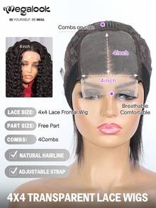MEGALOOK 4x4 Lace Water Wave 100% Human Hair Transparent Lace Closure 8-30inch Long Wig Bob Wig Natural Color - Natural Looking Daily Use Office Ready Corpse Bride Halloween Vibes Party Style Y2K Baddie Vacation Outfits Outdoor Cosplay Campus School Holiday Christmas Part Wedding Festival Ready For Women - SNatural - View 7
