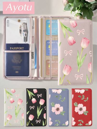 Ayotu Tulips & Flowers & Bows Pattern Car Registration And Insurance Holder - Vehicle Glove Box Organizer, Car And Truck Accessory Box, Suitable For Storing Important Documents, Driver's Licenses, Passports, Cards, Auto Parts, And Other Accessories. This Unisex Box Is An Ideal Gift For Car, Truck, Motorcycle, And Trailer Owners, And Also Makes A Great Christmas, Birthday, Or New Year Gift