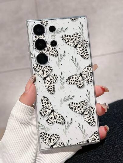 1pc Thick Butterfly Painted Shockproof Transparent Phone Case, Compatible With Samsung Galaxy S26/S26PLUS/S26 Ultra, S25/S25PLUS/S25 Ultra, A17/A07/A16/A36/A26/A56/A50/A12/A32/A52/A72/A51/A21S/A13/A14, S24/S24PLUS/S24Ultra, S22/A52/A53/A54/A55, 11/12Pro/12/12X/13Pro/14Pro/15Pro, Redmi 10/9/Note9/12c/Note11pro/Note8Pro