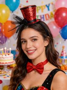 Chiếc mũ nhỏ màu đỏ thời trang và tinh tế với nơ đỏ, một phụ kiện đội đầu duyên dáng theo phong cách tiệc trà, phù hợp với trang phục của phụ nữ trong năm học mới, các bữa tiệc, lễ hội âm nhạc Greer, Halloween, Giáng sinh và đêm giao thừa. - Nhiều màu - Xem 9