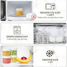 12 Pcs 160ml Plastic Screw Lid Jars, Leak-Proof Reusable Round Freezer/Dishwasher Food Storage Containers For Meal Prep, Ice Cream, Yogurt, Pudding, Salad - Includes 12 Jars + 12 Lids (Summer Picnic, Party Favors) - Multicolor - View 5