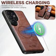 SUTENI 钱包式磁吸无线充电奢华仿皮手机壳，带卡槽和支架，适用于三星 Galaxy S26 Ultra S25 S24 S23 S22，男女通用，送给亲朋好友和长辈的节日礼物 - 彩色 - 查看 9