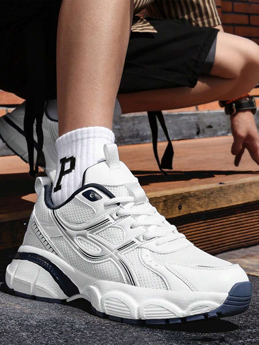 Casual Sports Shoes For Teenagers, Campus Student Sports Running Shoes, Basketball Shoes, Training Shoes, Hiking Shoes, Non-Slip Outsole, Wear-Resistant Outsole - White - View 1