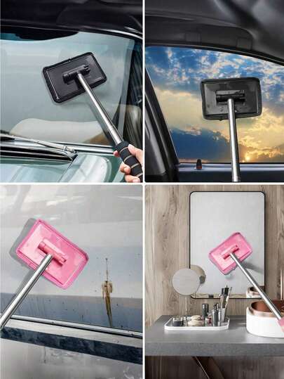 Herramienta de limpieza de parabrisas (1 paño, 3 paños) - Paño de microfibra, cepillo limpiador de ventanas de coche - Mango desmontable, limpiaparabrisas de vidrio de auto, accesorios interiores, kit de limpieza de coche, limpiador de ventanas de coche, limpiador de parabrisas, accesorios de coche