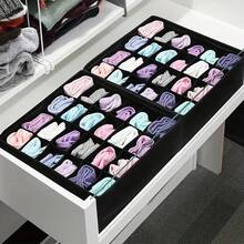 Collapsible Sock Underwear Organizer Box - Black Polyester Drawer Organizer, For Socks, Ties, And Clothing Classification And Organization - Black - View 7