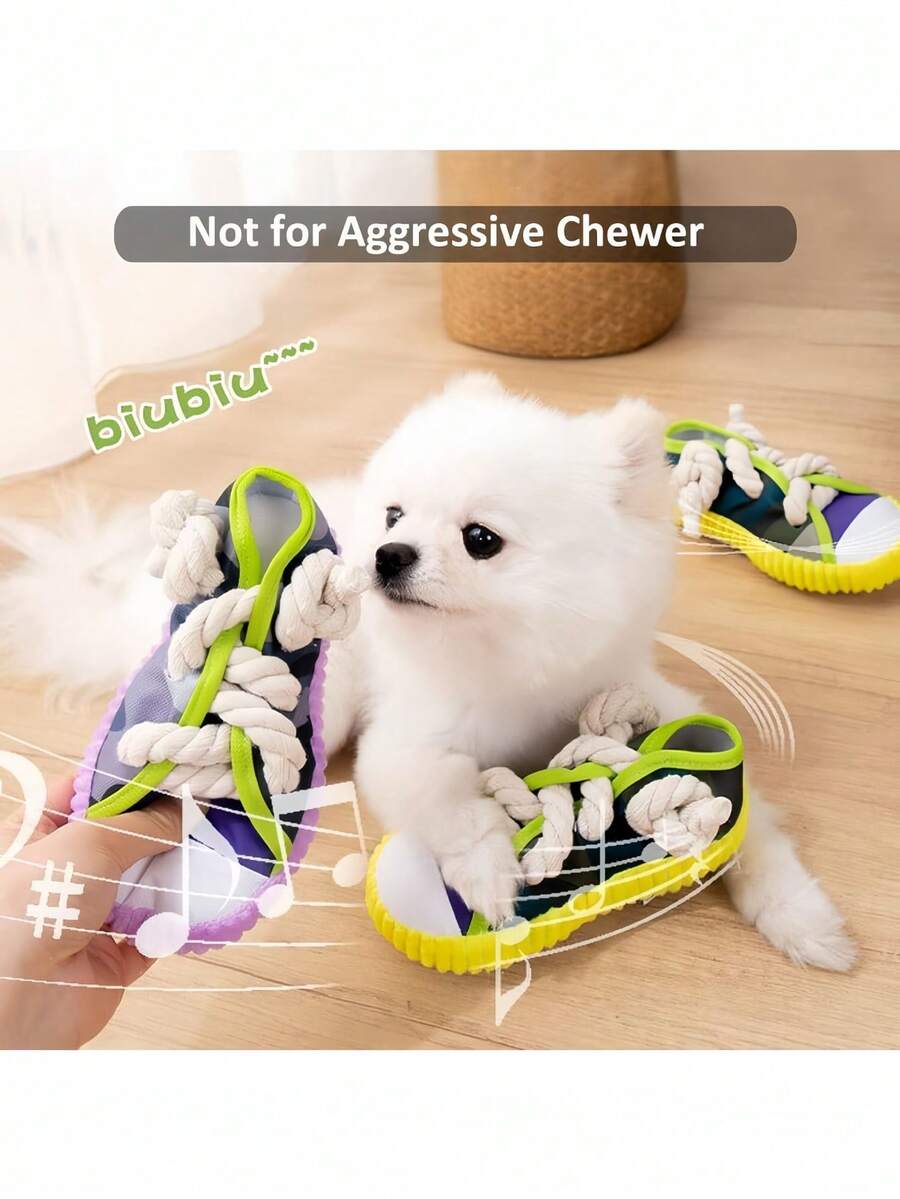 诺臣 - 狗狗玩具套装，包含 1 个帆布鞋形狗狗磨牙玩具、1 个耐用发声狗狗绳索玩具和 1 个狗狗洁齿棒玩具 - 彩色 - 查看 1