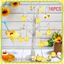 Summer Hanging Decorations Set Wooden Sunflower Flat Ball Pendants Ornament For Themed Party - Colorful - View 2