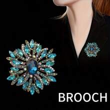 1/10 Classic Alloy Glass Brooches In Vintage Colors Luxe Temperament Lady Shawl Coat Brooches Accessories - Rose Red - View 16