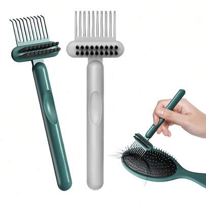 2-In-1 Hair Removal Comb And Brush Cleaning Tool - Suitable For Home, Salon, And Pet Owners (Quickly Cleans Hair, Dust, And Fuzz, Goodbye Clogged Brushes)
