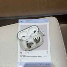 闪亮透明电镀心形情人节礼物蓝牙耳机保护套，兼容苹果第二代/第四代/Pro版 - 無色 - 查看 9