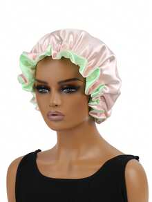 雙色頭髮護帽 絲綢護髮帽 織物護髮帽 - 綠色 - 查看 2