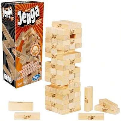Official  Games Jenga Game | Digital Die For 6 More Ways To Play |  Wood Block Game | Stacking Tower | Ages 6+ | 1+ Players | Party Games(Classic)