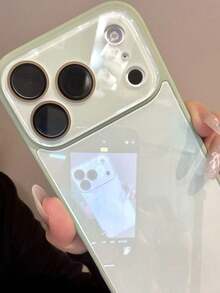 Luxury Solid Color Fashion Phone Cases Solid Color Glossy Glass Phone Shockproof Case Compatible With IPhone 17 Pro Max 16 15 14 13 12 11 Pro Max, Lens Protection Anti-Fall Hard Shell Spring Gift - Light Green - View 5