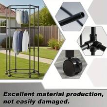Hexagonal Rotating Clothes Rack With Wheels - 360° Rotating Floor-Standing Clothes Rack, Sturdy Metal Frame, Portable And Space-Saving Design, Suitable For Laundry Rooms, Boutique Displays And Home Storage, Clothes Hanger, Durable Construction. - 1-tier Clothes Rack - View 3