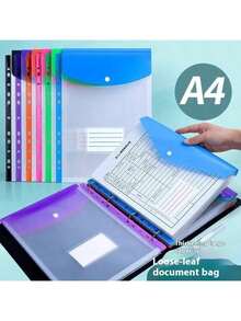 Bộ 6 bìa hồ sơ khổ A4 dung lượng lớn, có gáy 11 vòng, chất liệu PP hiện đại, nút bấm mở rộng, ngăn đựng nhãn, phù hợp cho học sinh, giáo viên, nhân viên văn phòng, nội trợ, trường học, gia đình, văn phòng, công tác, du lịch, quản lý điểm danh. - Bộ - Xem 11