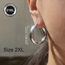 高品质18K镀金防褪色不锈钢耳环，316L耳针，低过敏性，优雅迷人垂坠时尚简约经典风格耳环，适合日常佩戴、节日、度假或派对。 - 銀色 - 查看 3