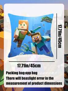 Minecraft 4 件装像素图案铝箔枕套 - 尺寸 17.71 x 17.71 英寸。像素游戏风格枕套。矿工主题派对抱枕套。适用于家庭、教室、床、沙发、躺椅等场所，游戏主题抱枕套。适合家居、生日装饰。是[游戏名称]粉丝、游戏室装饰和像素主题派对装饰的理想之选。 - 彩色 - 查看 3
