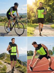 LEOPATRIX Men's Sleeveless Cycling Jersey Vest Road Bike Shirt Bicycle Biking Tank Tops Full Zip Pockets - Yellow - View 4