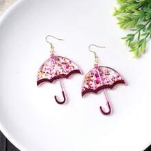 情人节梦幻闪亮雨伞耳环，透明亚克力耳环，甜美少女风礼物，送给女朋友/闺蜜 - 彩色 - 查看 4