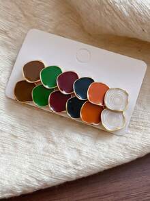 1 Set de Aretes de Gota Redonda Versátil Estilo Coreano, Regalo del Día de San Valentín - Multicolor - Ver 4