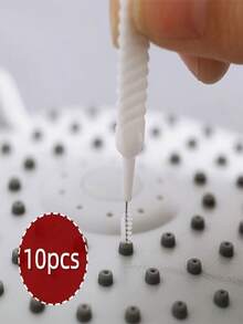 Bộ 10 cọ vệ sinh đầu vòi sen, cọ đa năng chống tắc nghẽn dùng trong nhà tắm, chất liệu nylon, màu trắng. - Trắng-1 cái - Xem 4