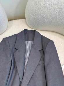 Oversized Casual Gray Blazer Jacket For Women, Loose Fit, Versatile, Commuter Style, Spring/Autumn - Grey - View 4