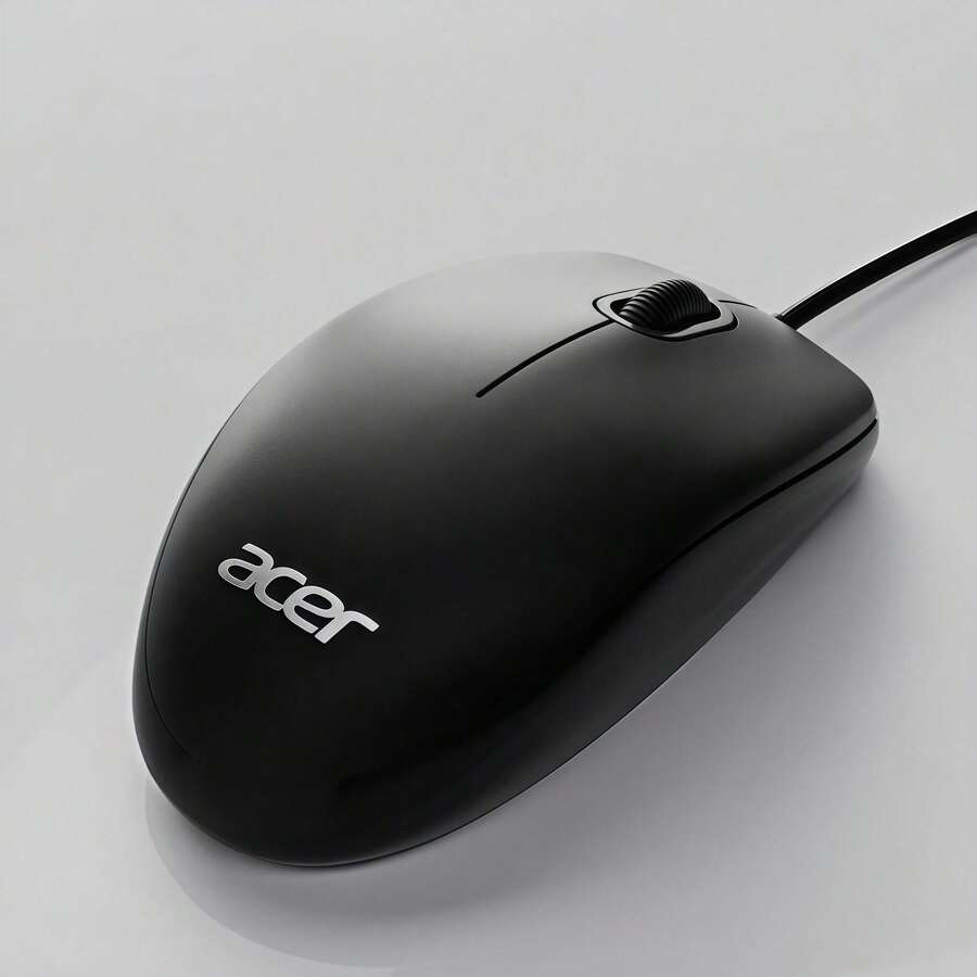 Acer OAK920 Wired Mouse, Professional Ergonomic Mouse, Matte Finish For Anti-Slip And Sweat-Repellent Properties, Breathable Structure, Fits The Hand Shape, Stable Performance Suitable For Office Use, Black. - Black - View 1
