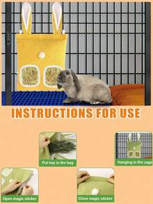 “1个装可水洗兔子和豚鼠干草喂食袋 - 魔术贴固定喂食袋，适用于仓鼠等小型宠物 | 易于使用的可重复使用小型动物干草收纳袋 | 情人节宠物礼物” - 彩色 - 查看 5