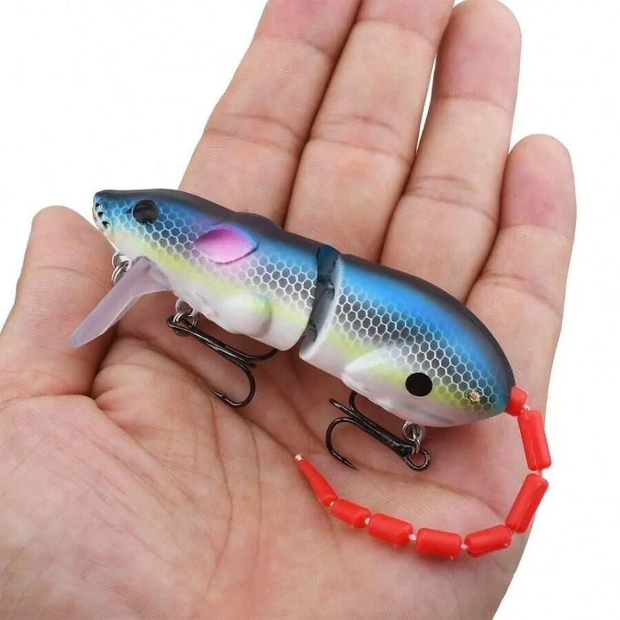 3-Hook Hard Artificial Fishing Lure, Multi-Segment Design For Realistic Movement, Slow Sinking - Multicolor - View 1