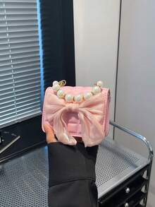 A Mini, Girly, Embossed Plaid PU Flap Bag With Pearl Detailing, Perfect For Everyday Use. - Multicolor - View 11