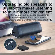 1pc Black Universal Bluetooth Receiver With 3.5mm Audio Cable, Wireless Bluetooth Adapter Converter Applicable For Car Speaker - A - View 5