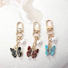 1件装时尚合金珐琅蝴蝶钥匙扣 时尚挂件 女士汽车包包钥匙圈 背包饰品礼品配件 - 彩色 - 查看 5