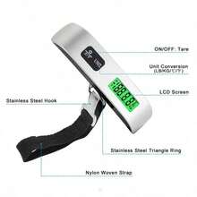 110lbs/50kg High Precision Sensor Portable Digital Electronic Luggage Scale, Home Travel Hanging Luggage Scale With Backlit LCD Display, Portable Suitcase Weighing Scale, Travel Luggage Weight Scale With Hook, Sturdy Shoulder Strap For Travelers, Travel Essentials, Small Suitcase Scale For Travel Accessories(Battery Not Included) - 彩色 - 查看 3