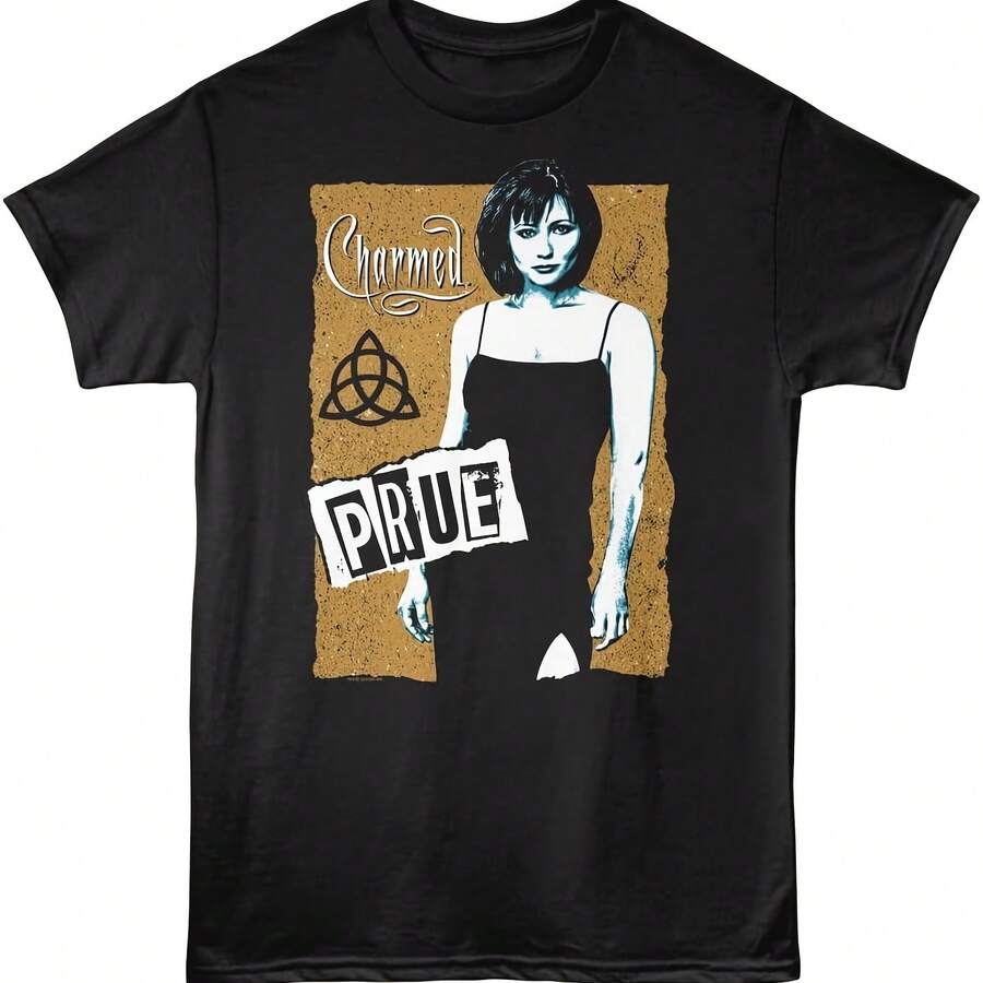 Charmed Tshirt Prue Adult Black Short Sleeve Fantasy Drama TV Series Vintage Style Graphic T Shirt T - 黑色 - 查看 1
