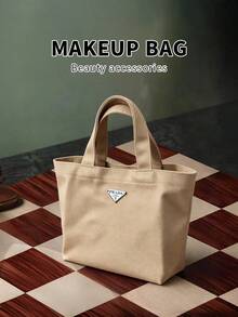 Prada Women's Canvas Tote Bag, Handbag, Travel Essential, Shoulder Bag, Storage Bag, Commuter Bag, Office Bag - Brown - View 1