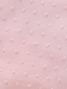 女婴甜美樱花印花圆领荷叶边连体衣，舒适可爱的夏季服装 - 粉色 - 查看 6