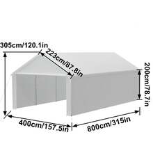 Garage Shelter/Storage Tent/UV-Protected Shelter With Roll-Up Window, Grey/White - Blanc - View 9