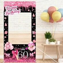 1 pieza Marco de fotos de color oro rosa para fiesta de cumpleaños, Marco de fotos de feliz cumpleaños, Decoración de cumpleaños, Fondo fotográfico para fiesta, Accesorio y decoración de fotomatón para interior/exterior - Multicolor - Ver 21