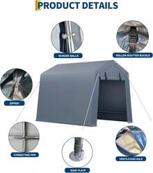 Cobertizo de Almacenamiento Exterior de 1.8x2.4 m, para Motocicletas y Herramientas de Jardín - Gris - Ver 7