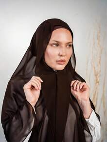 1pc 3-In-1 Quick-Wear Chiffon Hijab With Built-In Magnet And Inner Cap/All-In-One Quick-Wear Hijab--No Pins Needed, Anti-Slip Fit, Instant Wear - Magnetic Instant Hijab - View 8