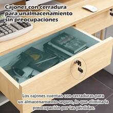 Mostrador De Madera Con 2 Cajóns Moderno Y Minimalista - color madera - Ver 9