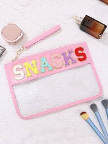 Women's Practical Snack Storage Bag PVC Zipper Storage Bag Cosmetic Bag Convenient Washing Bag - Pink - View 2