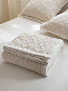 1条100x150厘米超柔软婴儿毯，优质丝滑法兰绒毯，可机洗，适合婴儿房、情人节等场合 - 乳白色 - 查看 6