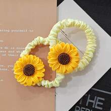 Sunflower Decor Scrunchie, Bohemian Casual - Yellow - View 1