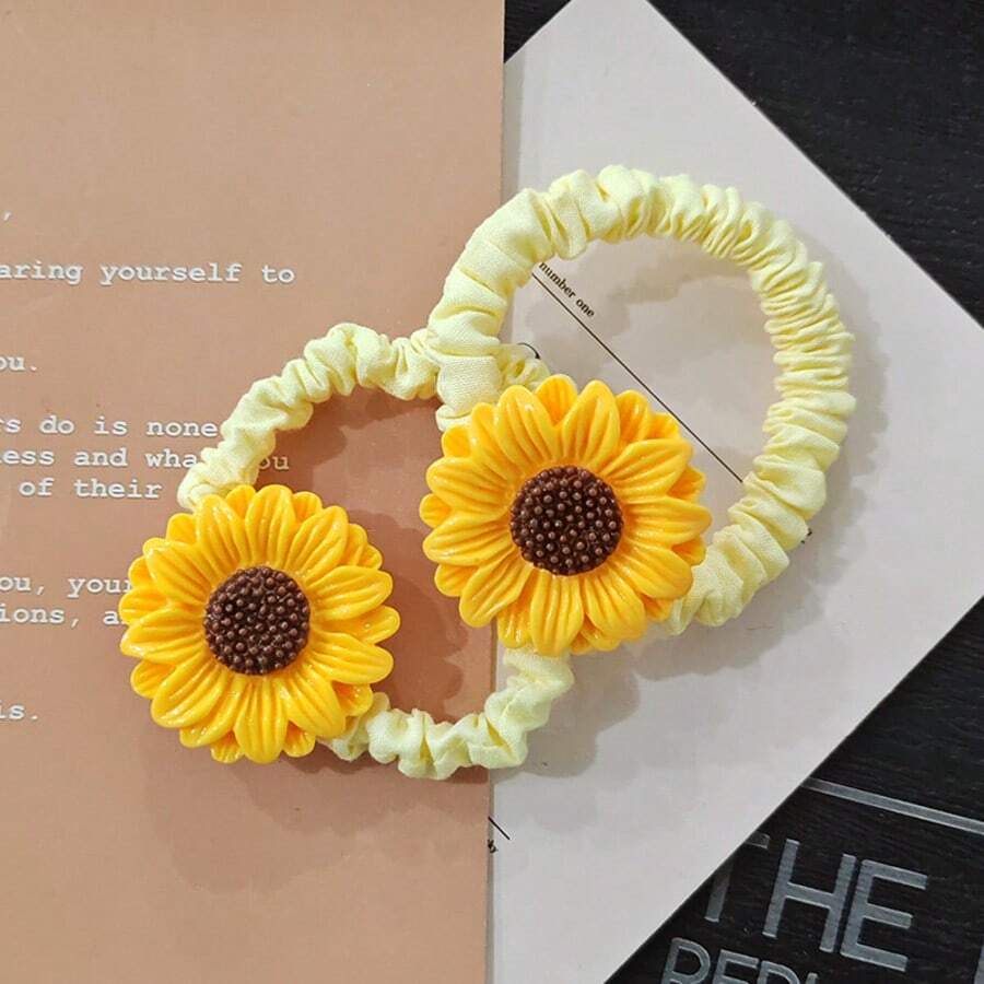 Sunflower Decor Scrunchie, Bohemian Casual - Yellow - View 1