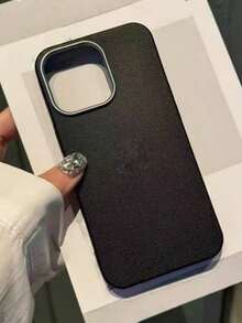 Funda de teléfono con textura de piel sintética minimalista - Serie oscura, grano de cuero delicado y tacto suave, compatible con Apple 17/17 Air/17 Pro/17 Pro Max, 16 Pro Max-11 Pro Max/Pro/Plus, S20/S21/S22/S23/S24/S25/FE/Plus/Ultra, teléfonos Redmi - Negro - Ver 4