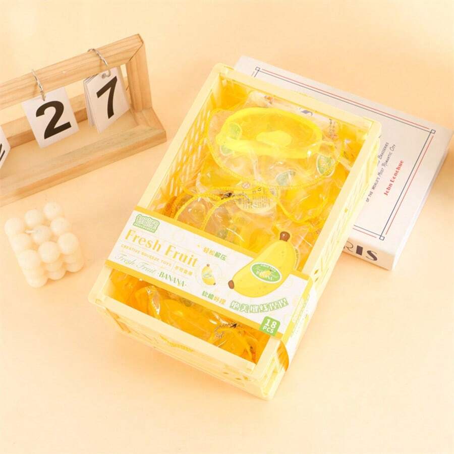 1pc New Transparent Banana Squeeze Ball | Quick Rebound Fruit Stress Relief Toy | Pressure Relief Tool For Teens & Adults - Multicolor - View 1