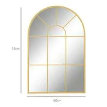 Wall Mirror, Window Mirror, 91 X 60 Cm, Decorative With Metal Frame, Hanging Mirror For Living Room, Bedroom In Gold - Gold - View 8